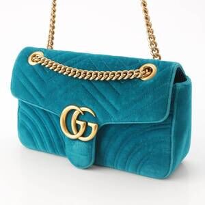 Gucci Bag Green GG Shoulder Marmont Chain Velvet